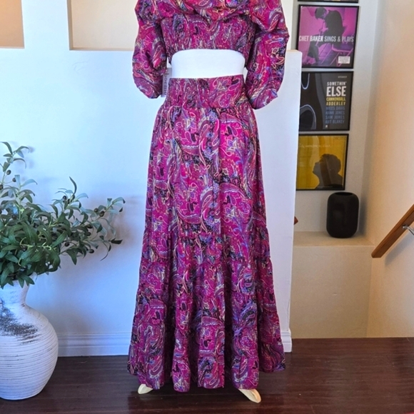 🏷️Anthropologie BOEMO Paisley MEDIUM 2 PC SKIRT TOP SET - Picture 7 of 12